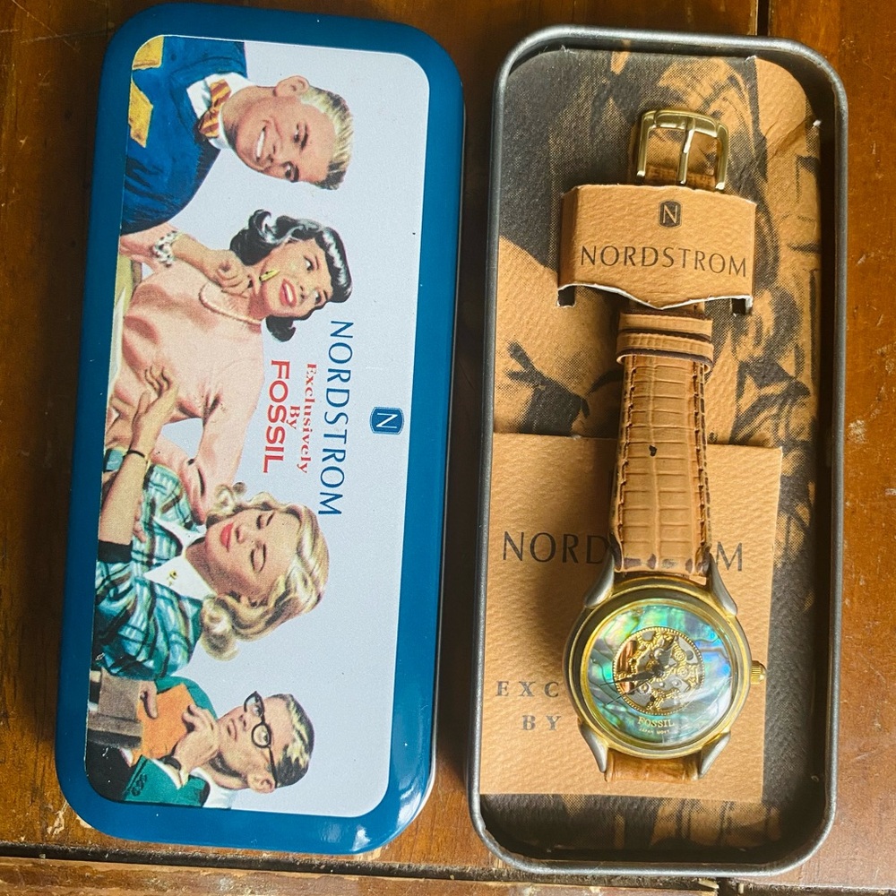 1995 Fossil Abalone Skeleton Watch - image 2